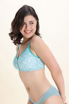 Zivame Double Layered Non Wired 3/4th Coverage Bra - Dark Blue Floral — thumbnail 2